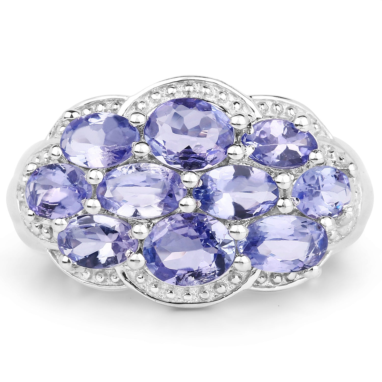 2.66 Carat Genuine Tanzanite .925 Sterling Silver Ring