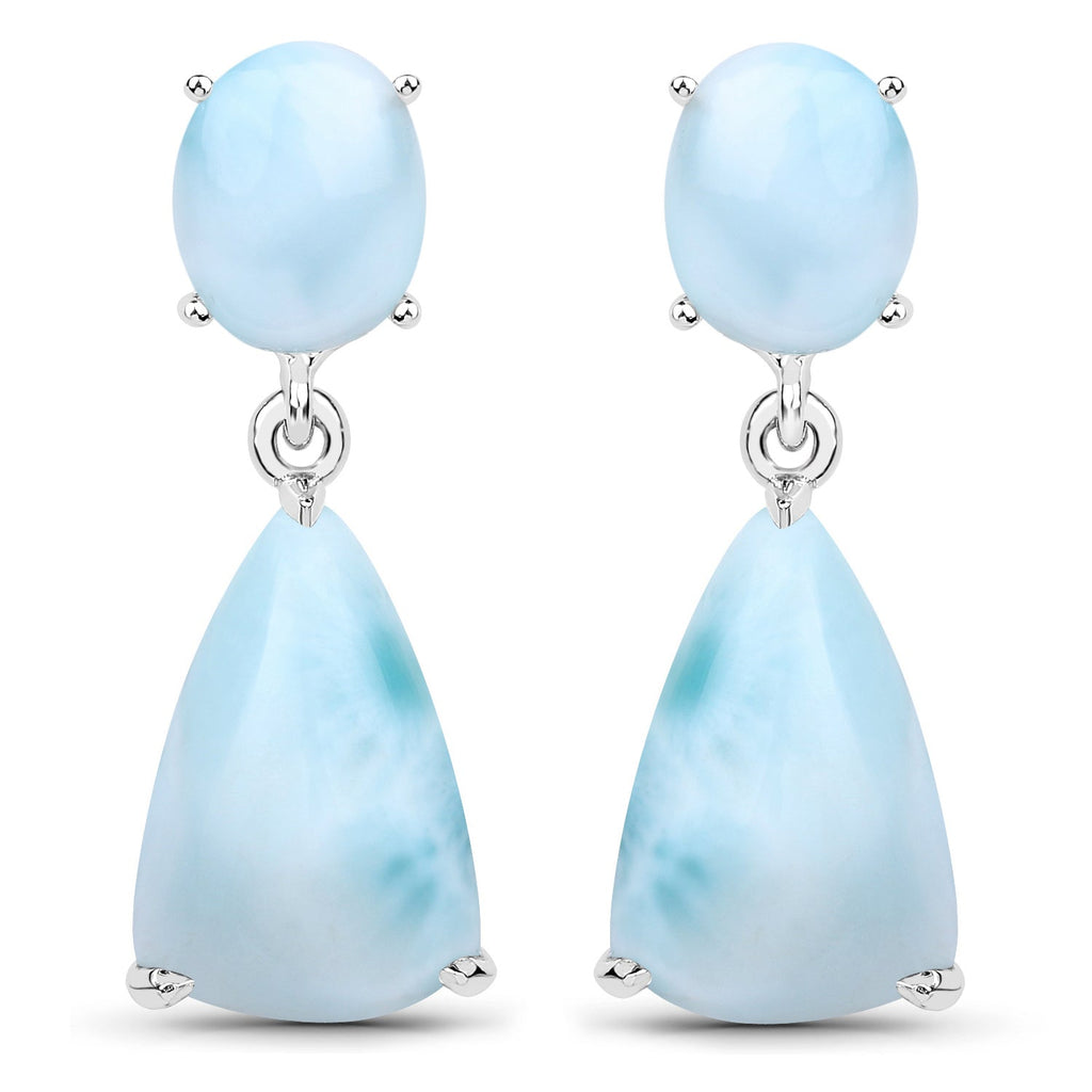 11.54 Carat Genuine Larimar .925 Sterling Silver Earrings