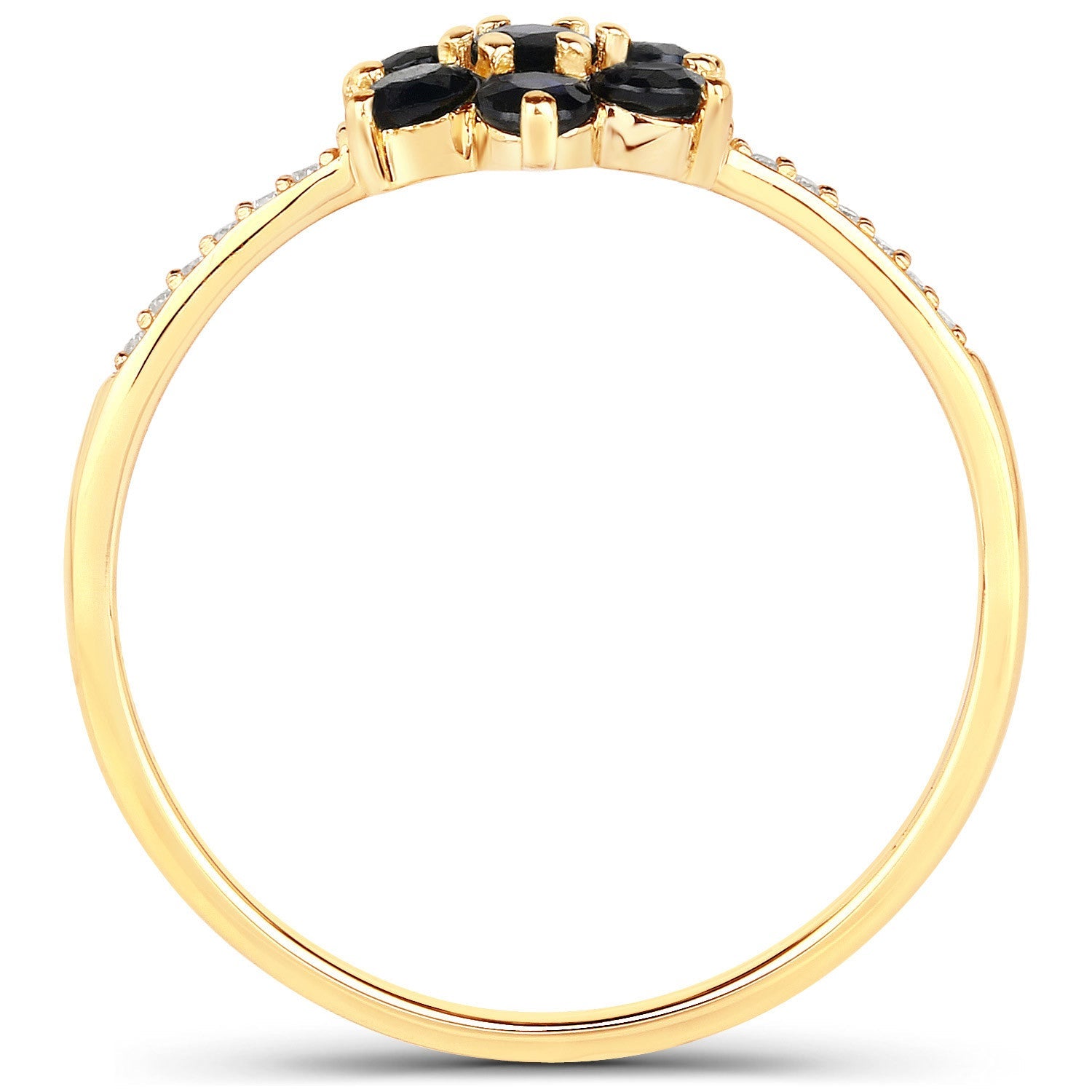 0.45 Carat Genuine Blue Sapphire and White Diamond 10K Yellow Gold Ring