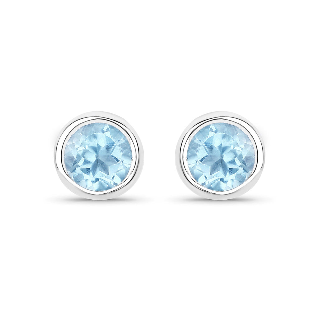 1.20 Carat Genuine Blue Topaz .925 Sterling Silver Earrings
