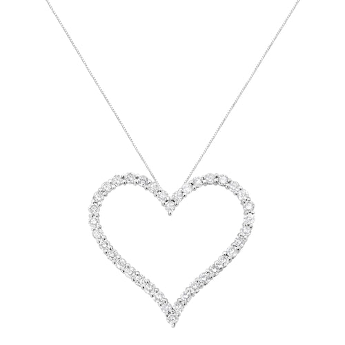 .925 Sterling Silver 3.0 cttw Round-Cut Diamond Open Heart Pendant Necklace (I-J Color, I2-I3 Clarity) - 18"