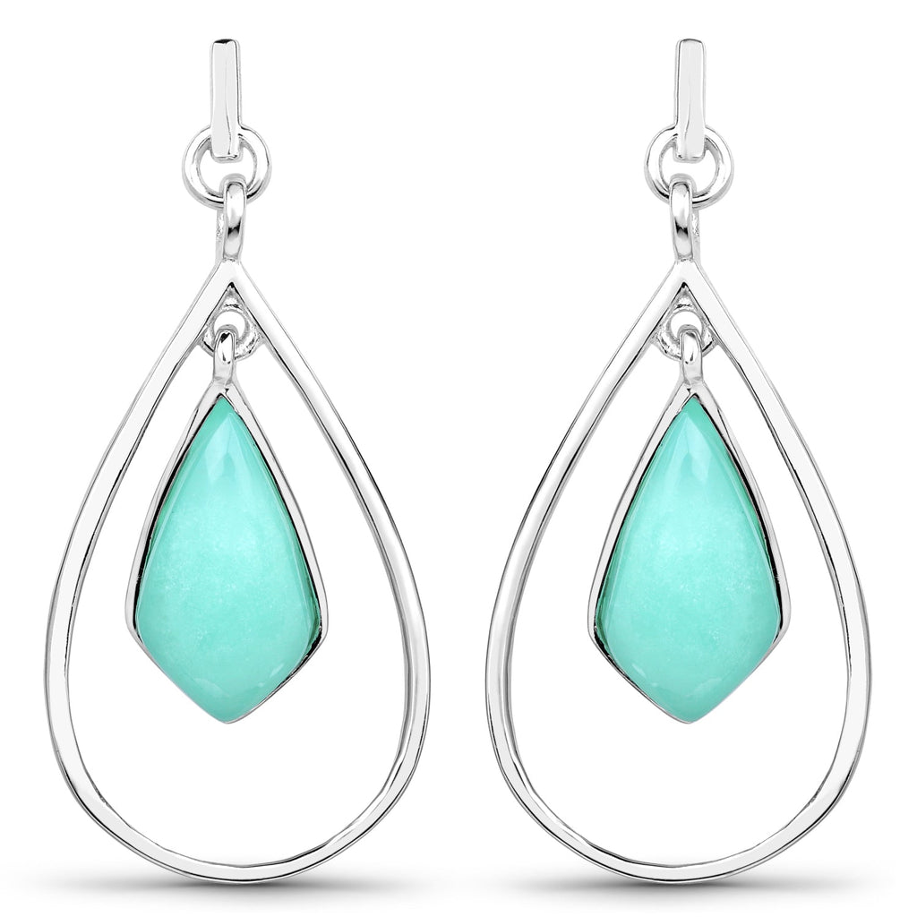 8.80 Carat Genuine Crysopharse .925 Sterling Silver Earrings