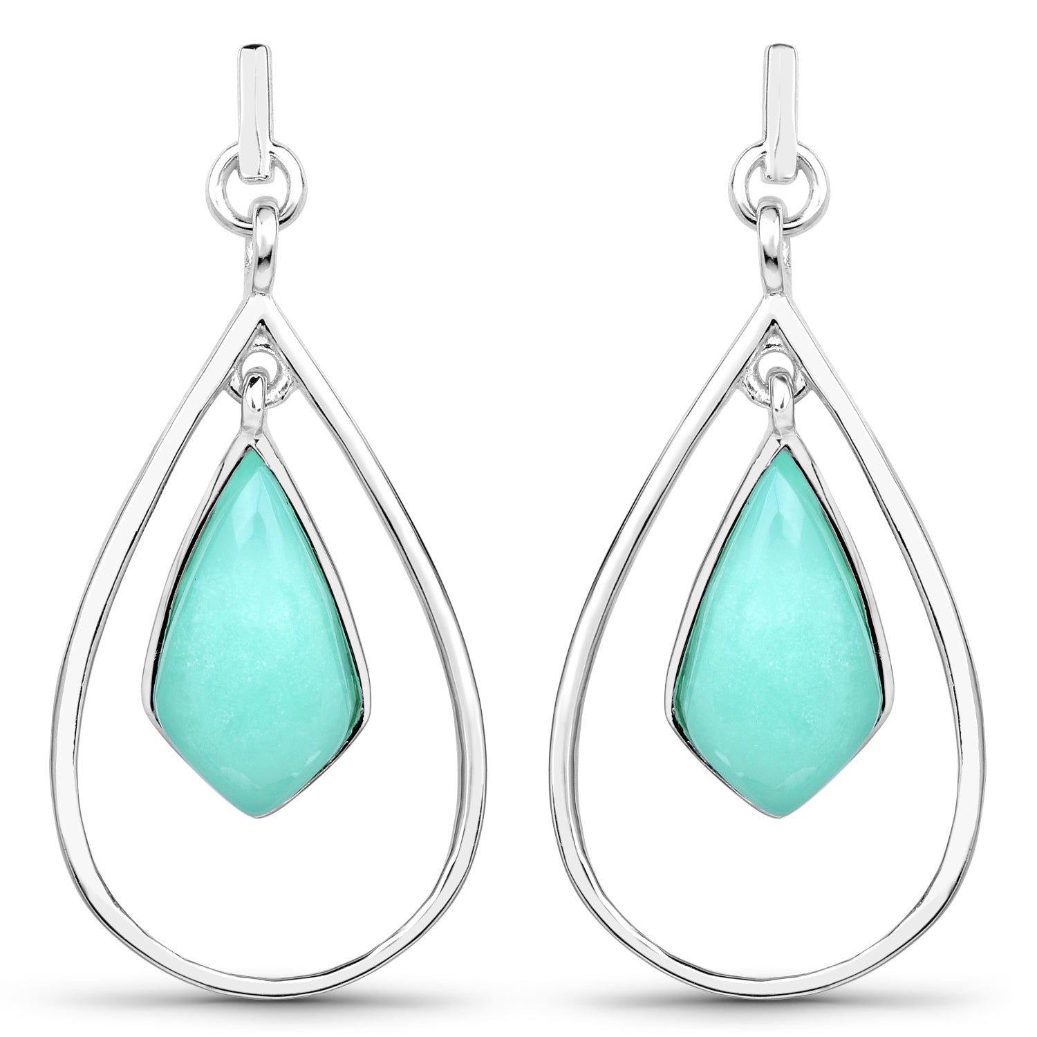 8.80 Carat Genuine Crysopharse .925 Sterling Silver Earrings