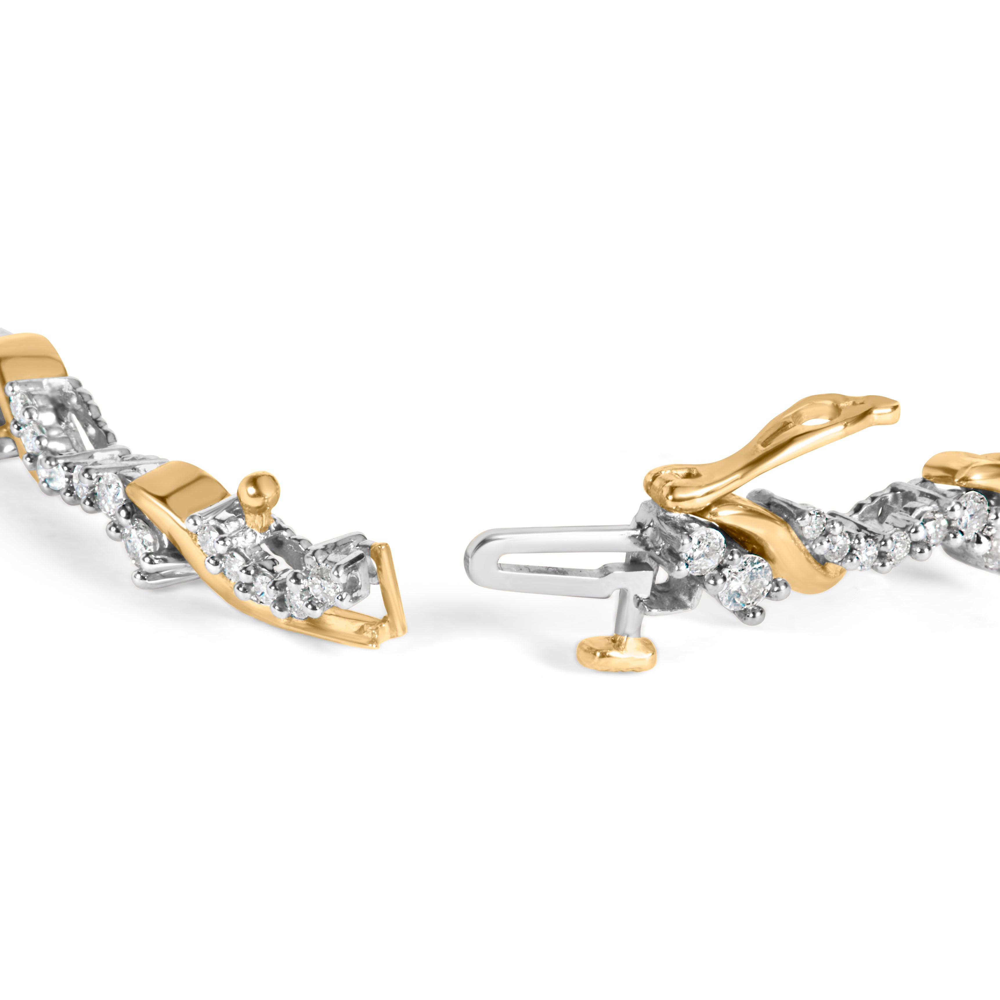 10K Yellow and White Gold 2.00 Carat Total Weight Diamond "S" Link 7" Bracelet (H-I Color, I2-I3 Clarity)