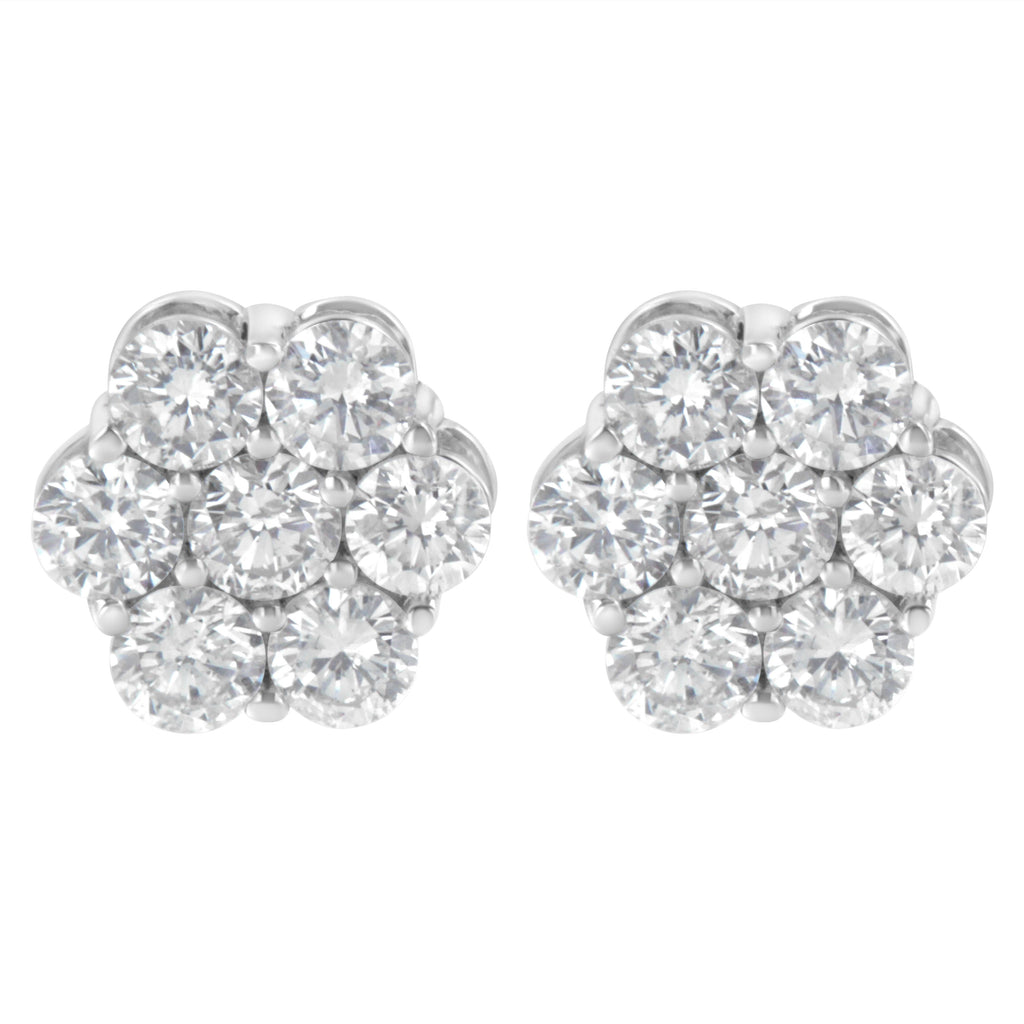 Sterling Silver 2 cttw Floral Composite 7-Stone Diamond Stud Earrings (I-J, I1-I2)