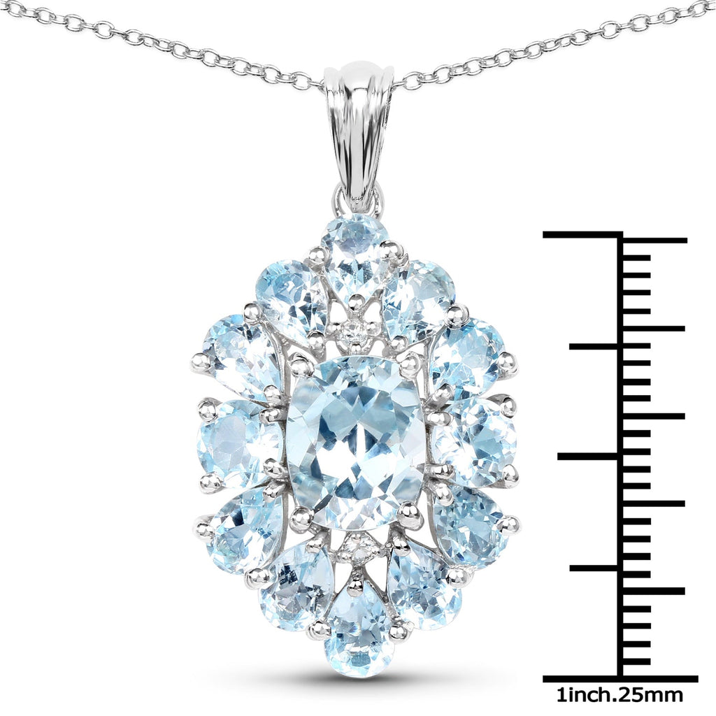 10.06 Carat Genuine Blue Topaz .925 Sterling Silver Pendant