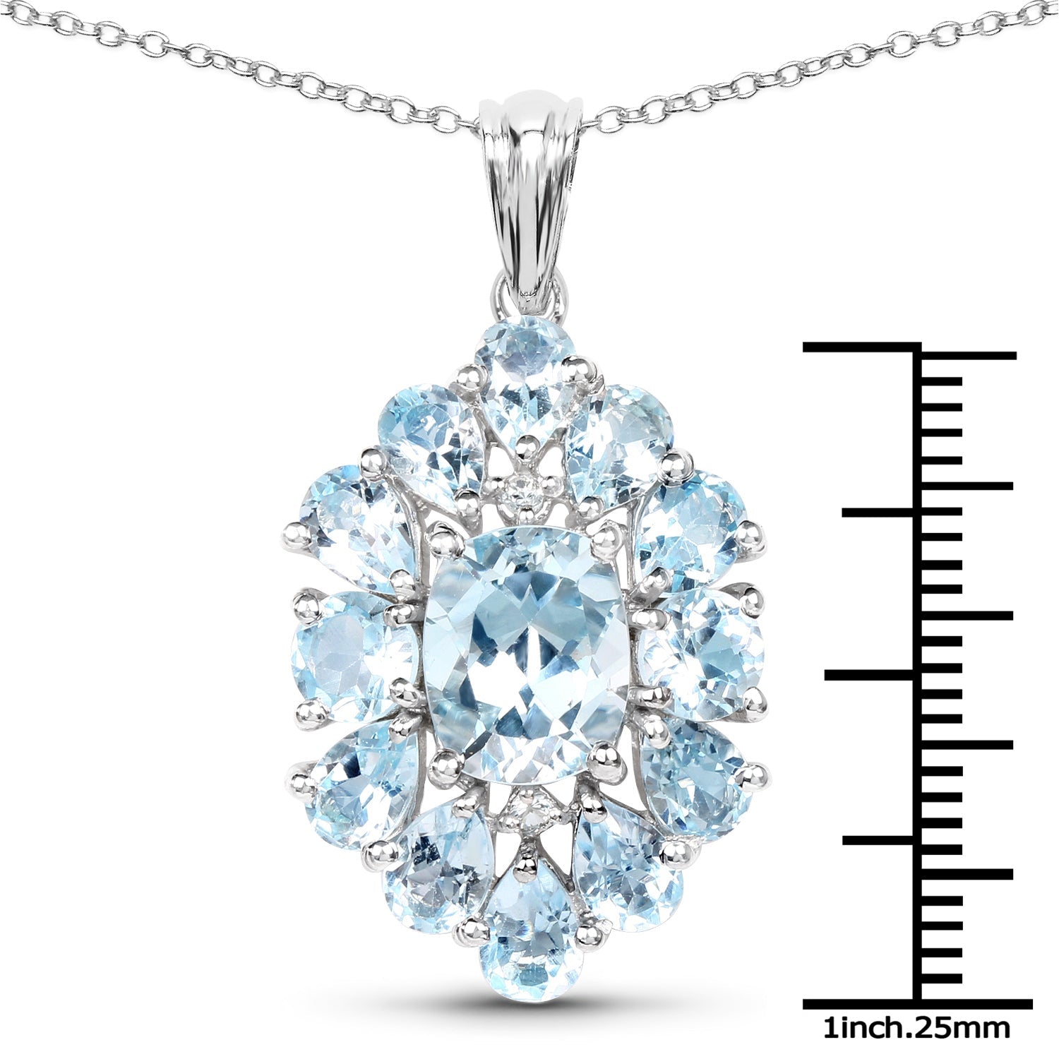 10.06 Carat Genuine Blue Topaz .925 Sterling Silver Pendant