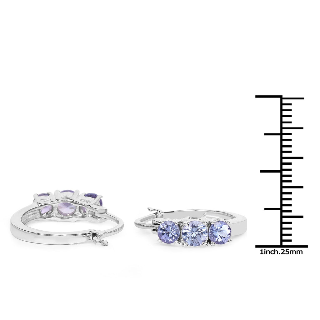 1.58 Carat Genuine Tanzanite .925 Sterling Silver Earrings