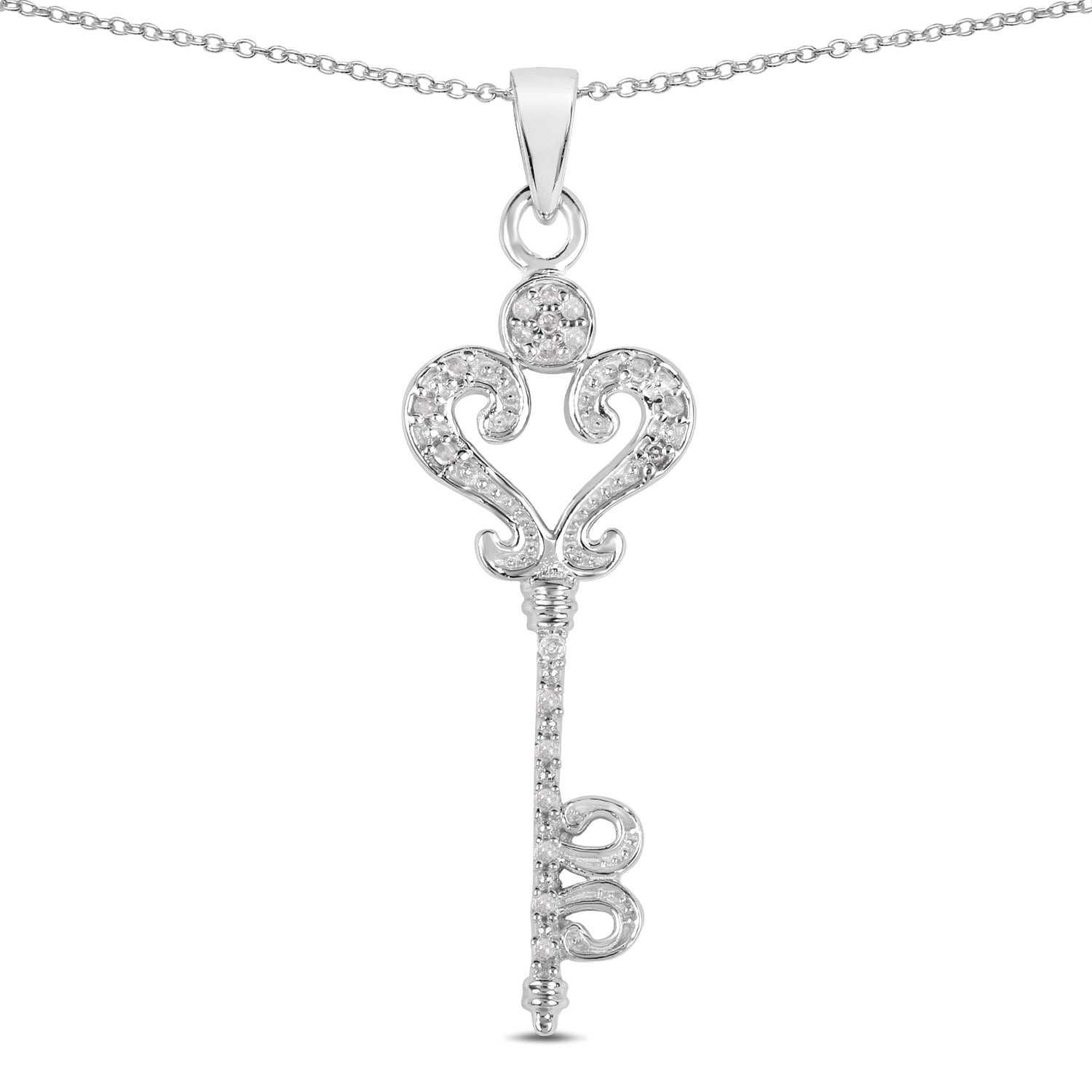 0.10 Carat Genuine White Diamond .925 Sterling Silver Pendant