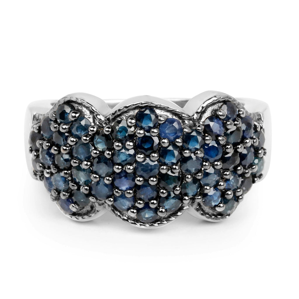 2.35 Carat Genuine Blue Sapphire .925 Sterling Silver Ring