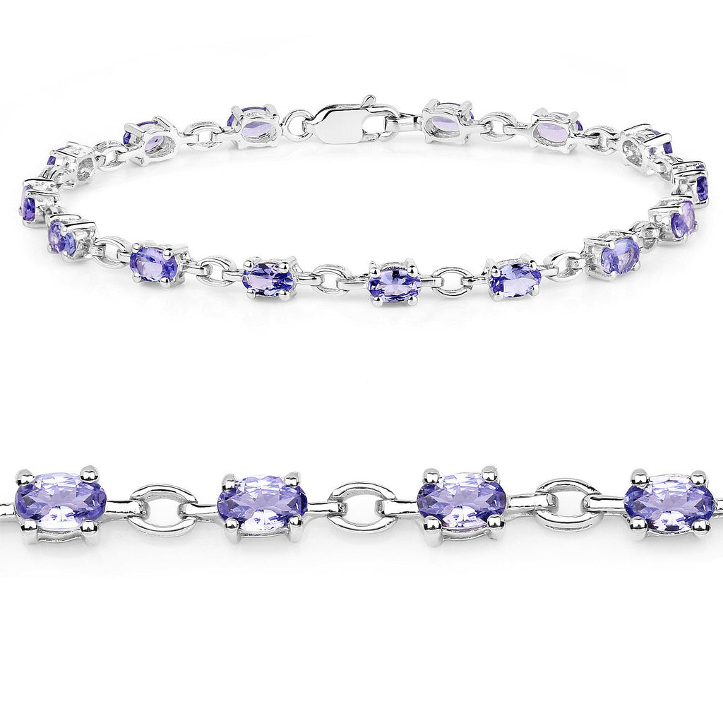 3.12 Carat Genuine Tanzanite .925 Sterling Silver Bracelet