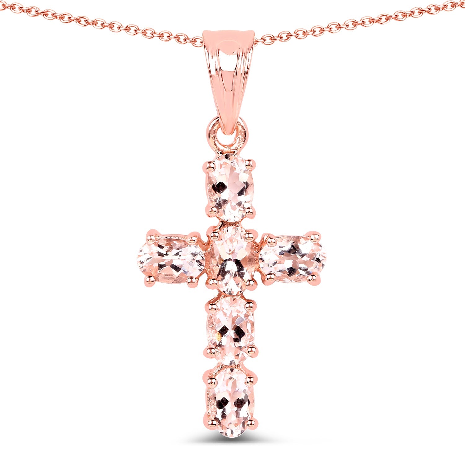 14K Rose Gold Plated 2.58 Carat Genuine Morganite .925 Sterling Silver Pendant