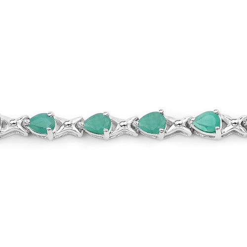 3.08 Carat Genuine Emerald .925 Sterling Silver Bracelet