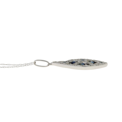 .58ct Sapphire Diamond Fashion Pendants 14KT White Gold
