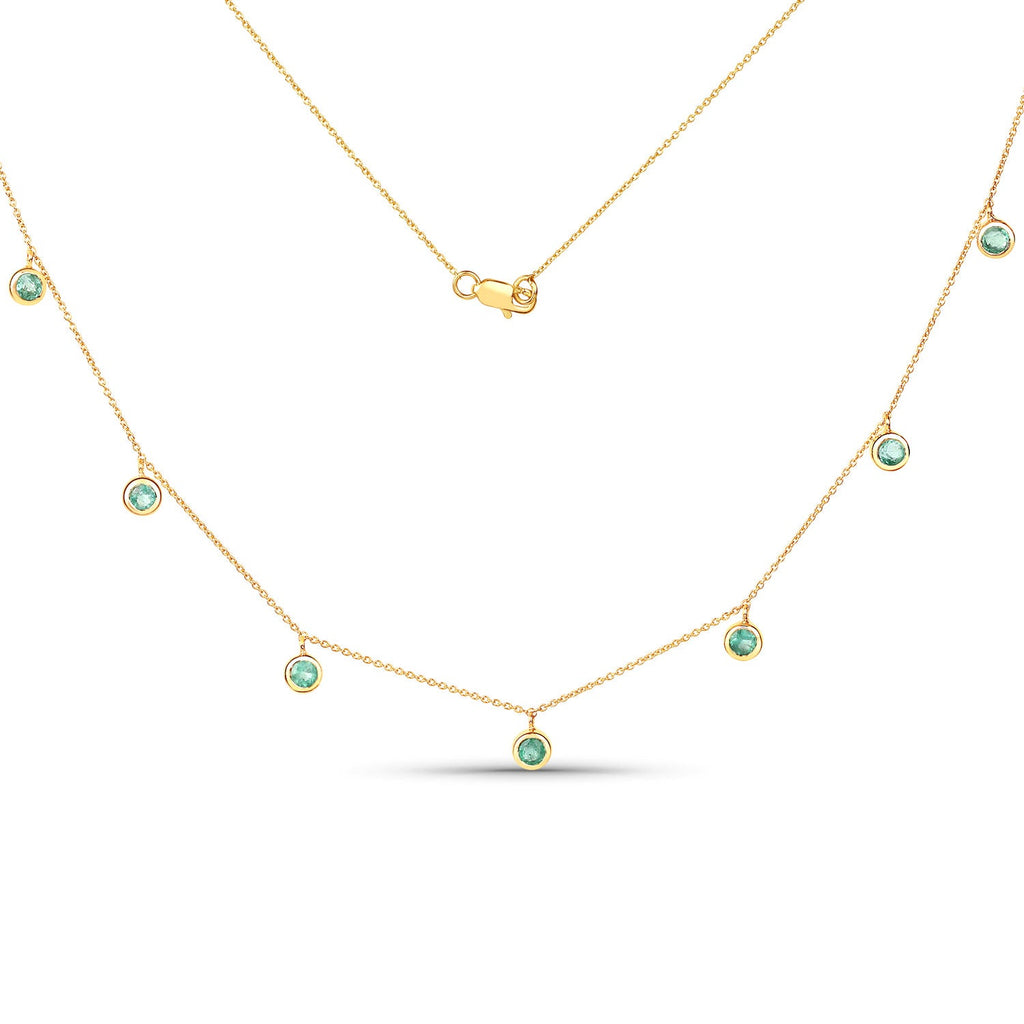 0.90 Carat Genuine Zambian Emerald 10K Yellow Gold Necklace