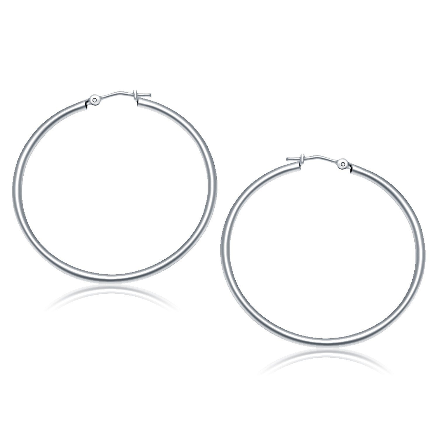 10k White Gold Polished Hoop Earrings (40mm)