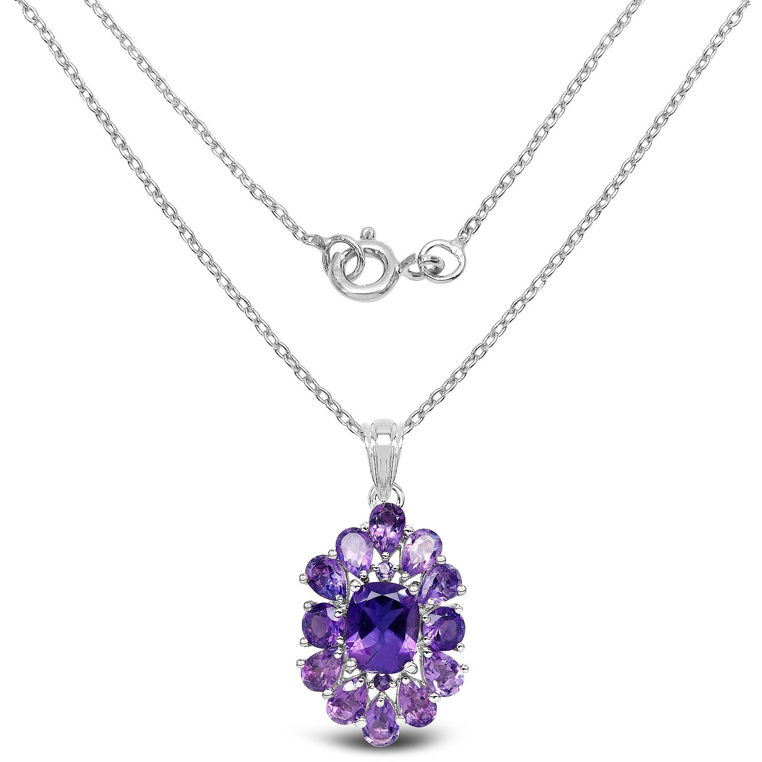 7.24 Carat Genuine Amethyst .925 Sterling Silver Pendant