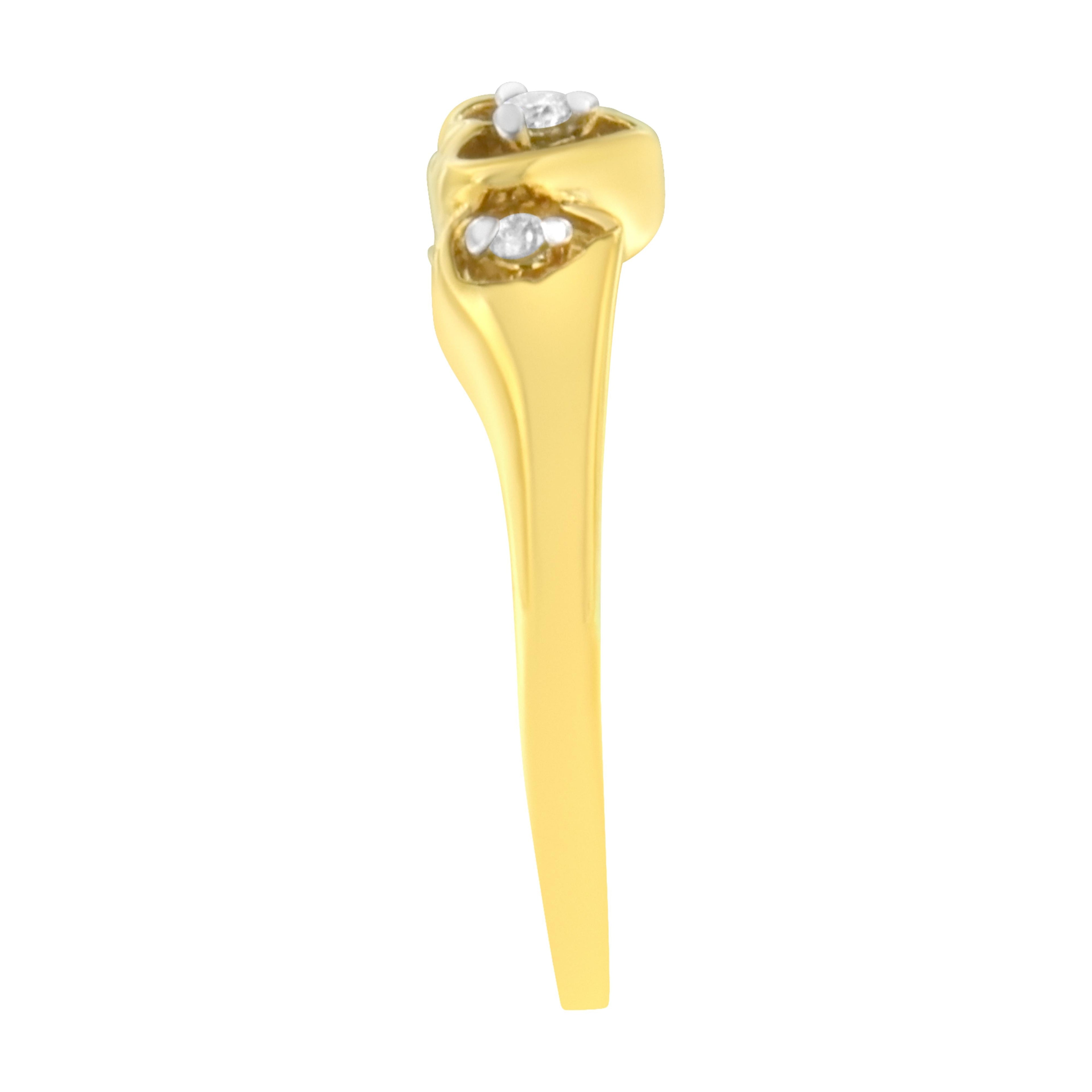 10K Yellow Gold 1/20 cttw Diamond Triple Heart Diamond Ring (K-L, I1-I2) - Size 7