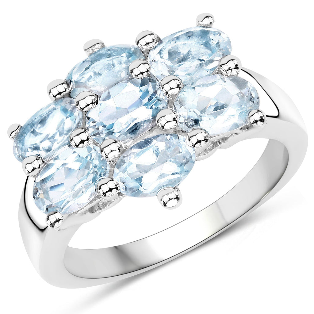 3.57 Carat Genuine Blue Topaz .925 Sterling Silver Ring