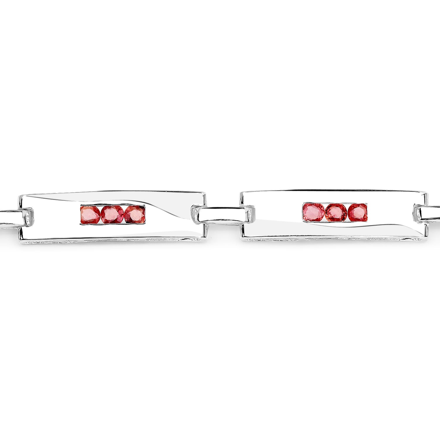 2.52 Carat Genuine Orange Sapphire .925 Sterling Silver Bracelet
