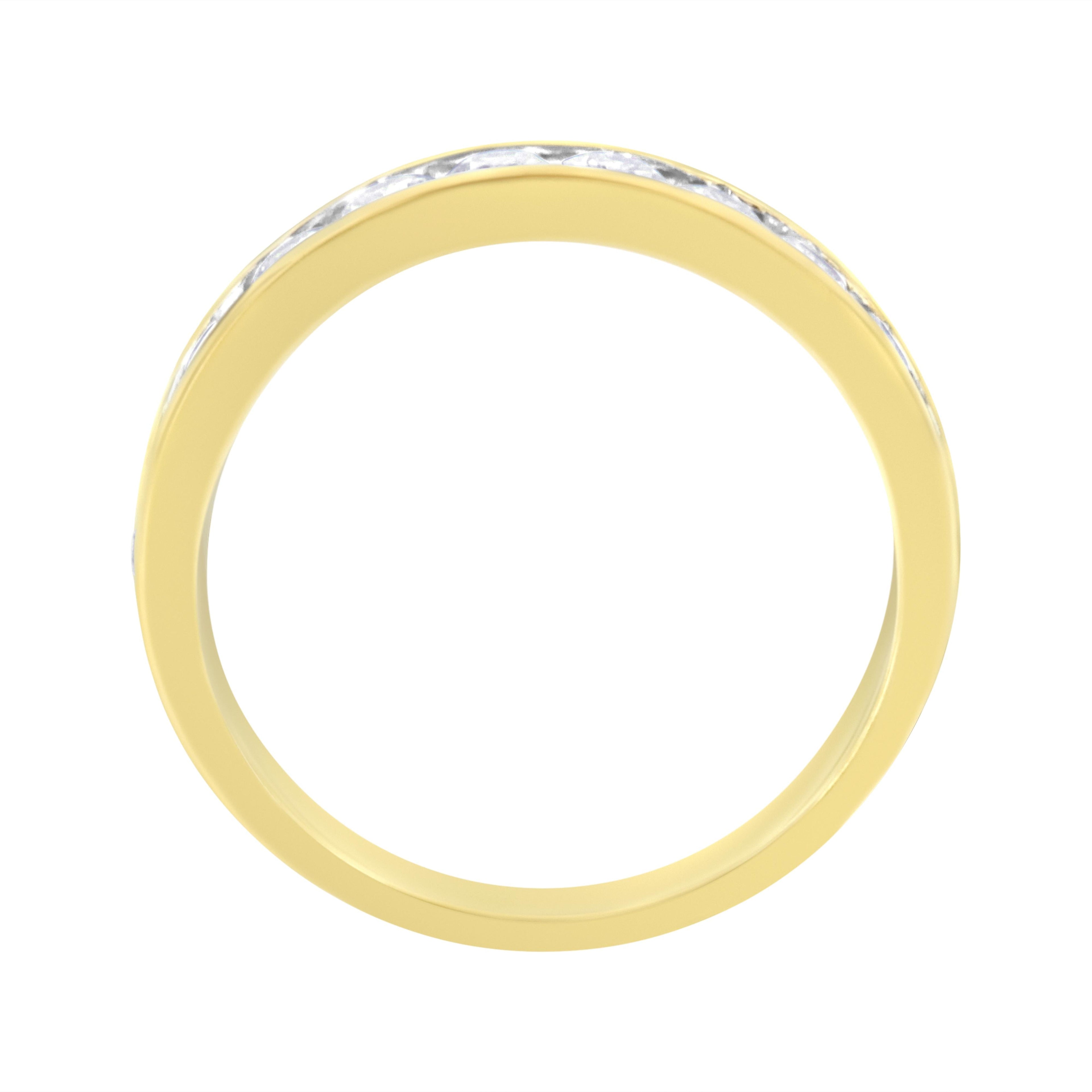 IGI Certified 18K Yellow Gold 1.0 Cttw Channel Set Round-Cut Diamond 11 Stone Anniversary/Wedding Band Ring (I-J Color, I1-I2 Clarity) - Size 9.5