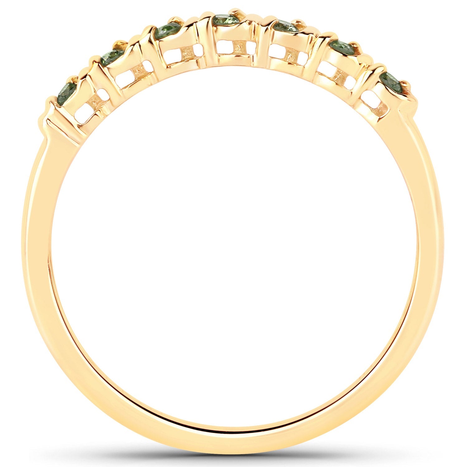 0.16 Carat Genuine Green Diamond 14K Yellow Gold Ring (I1-I2)