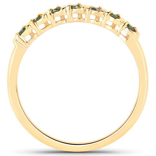 0.16 Carat Genuine Green Diamond 14K Yellow Gold Ring (I1-I2)