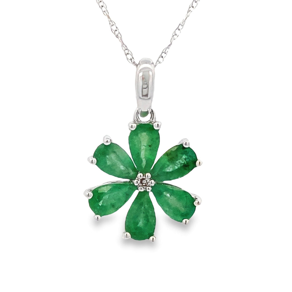 1.51ct Emerald Diamond Fashion Pendants 14K White Gold