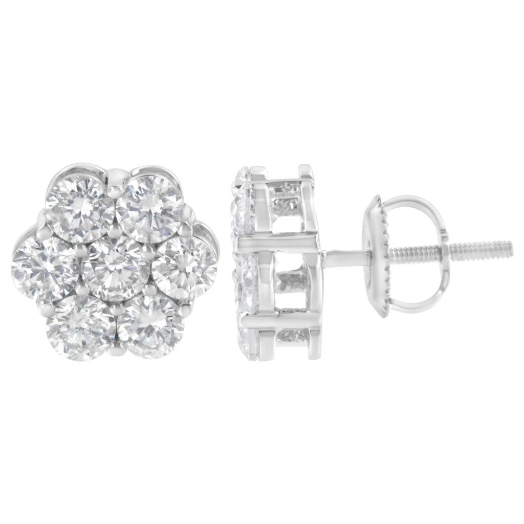 Sterling Silver 2 cttw Floral Composite 7-Stone Diamond Stud Earrings (I-J, I1-I2)