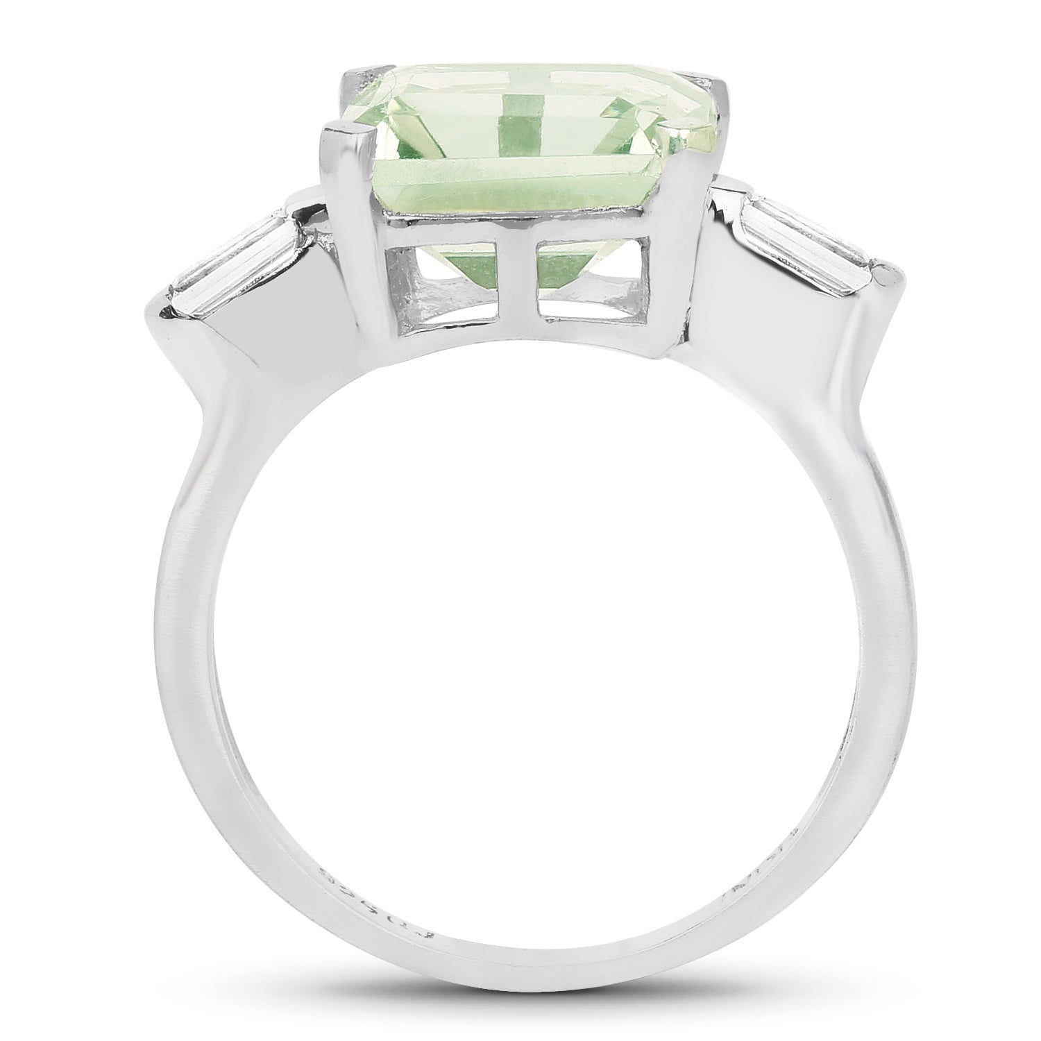 4.76 Carat Genuine Green Amethyst & White Topaz .925 Sterling Silver Ring