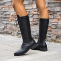 Women’s Round Toe Lace-Up Knee-High Boots – Stylish Casual Long Boots