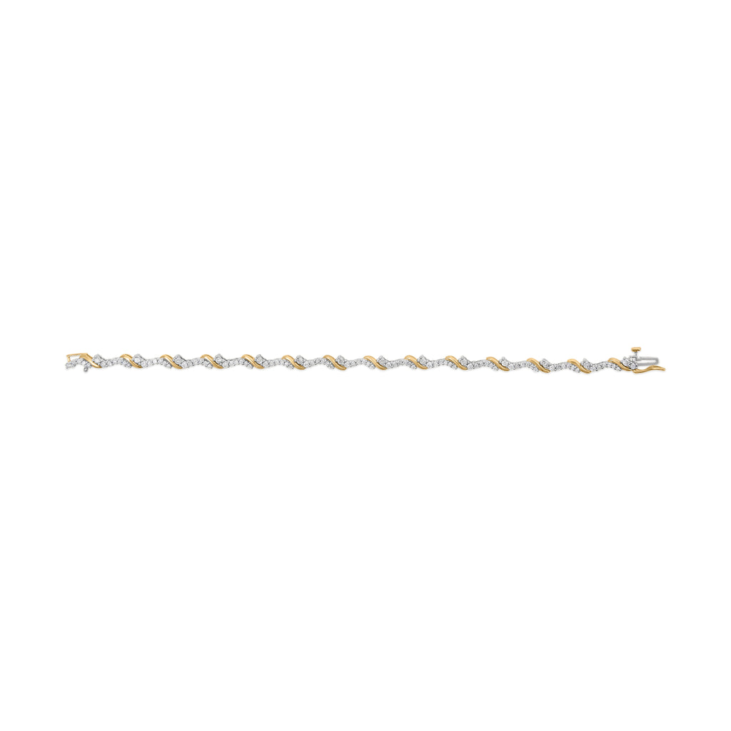 10K Yellow and White Gold 2.00 Carat Total Weight Diamond "S" Link 7" Bracelet (H-I Color, I2-I3 Clarity)