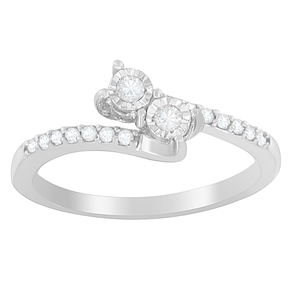 10K White Gold 1/4 Cttw Two-Stone Diamond Bypass Engagement Ring