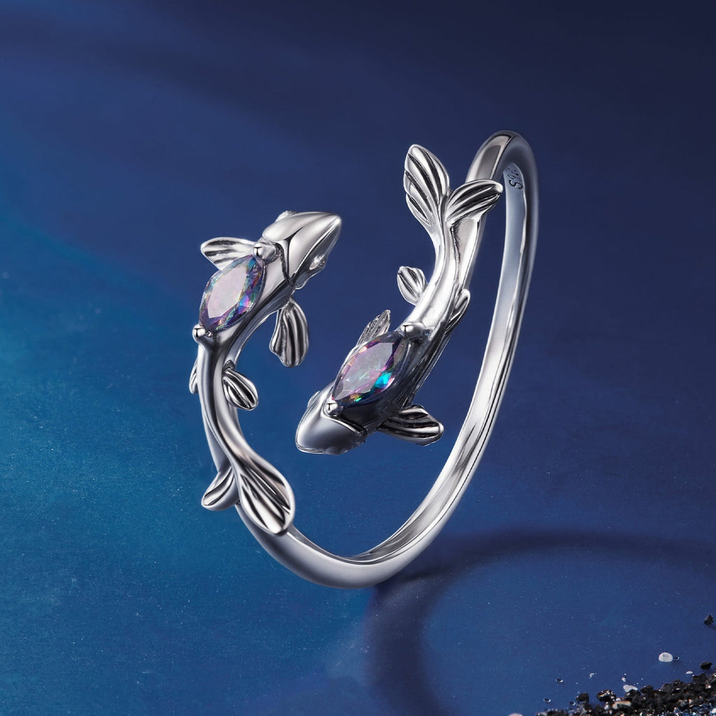 925 Sterling Silver Transparent Glass Ring for Women