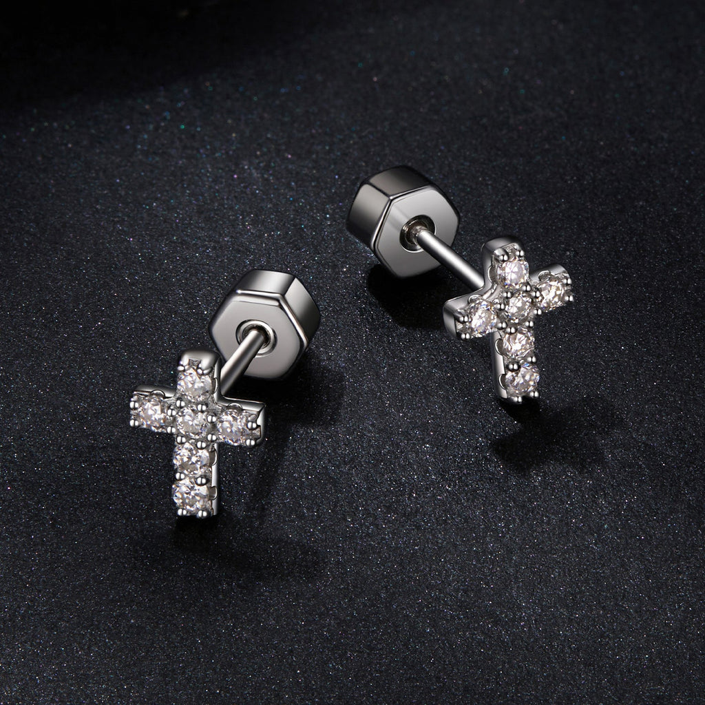 925 Sterling Silver Moissanite Earring 0.7x0.6cm for Women