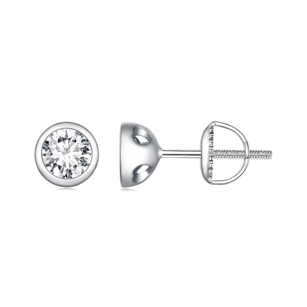 925 Sterling Silver 5.0mm Moissanite Earrings for Women