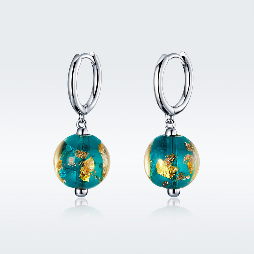 925 Sterling Silver Earrings with Glass Bead for Women