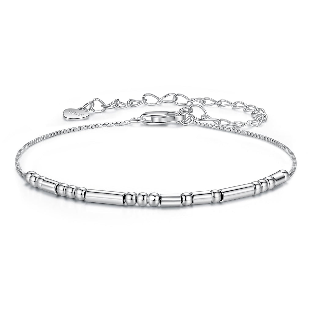 925 Sterling Silver White Gold Plated Bracelet 15+6cm for Women
