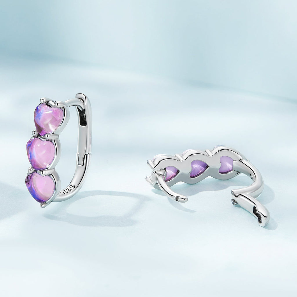 925 Sterling Silver Earrings with Transparent Glass for Women