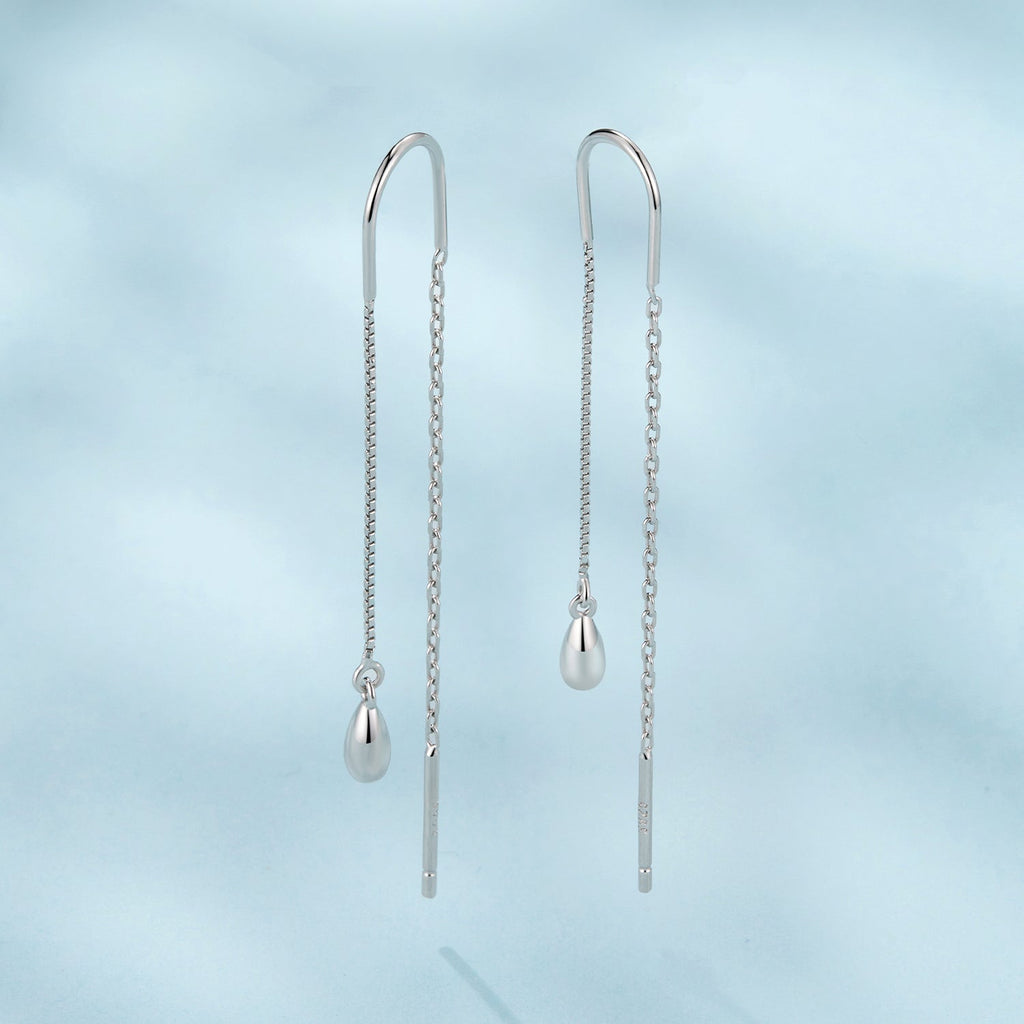 925 Sterling Silver Plated White Gold Water Droplet Earrings for Women