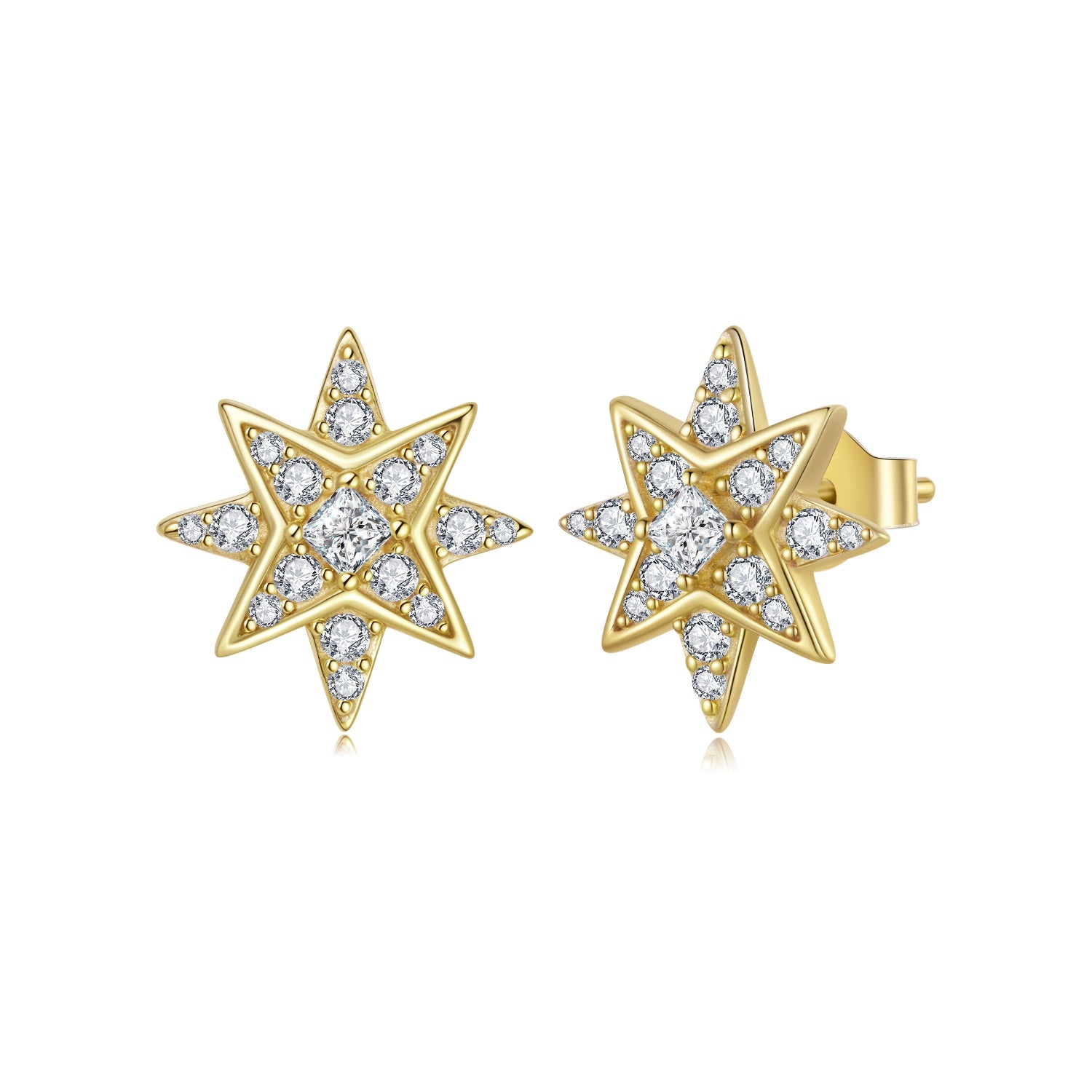925 Sterling Silver Pavé Setting Gold Plated Earrings