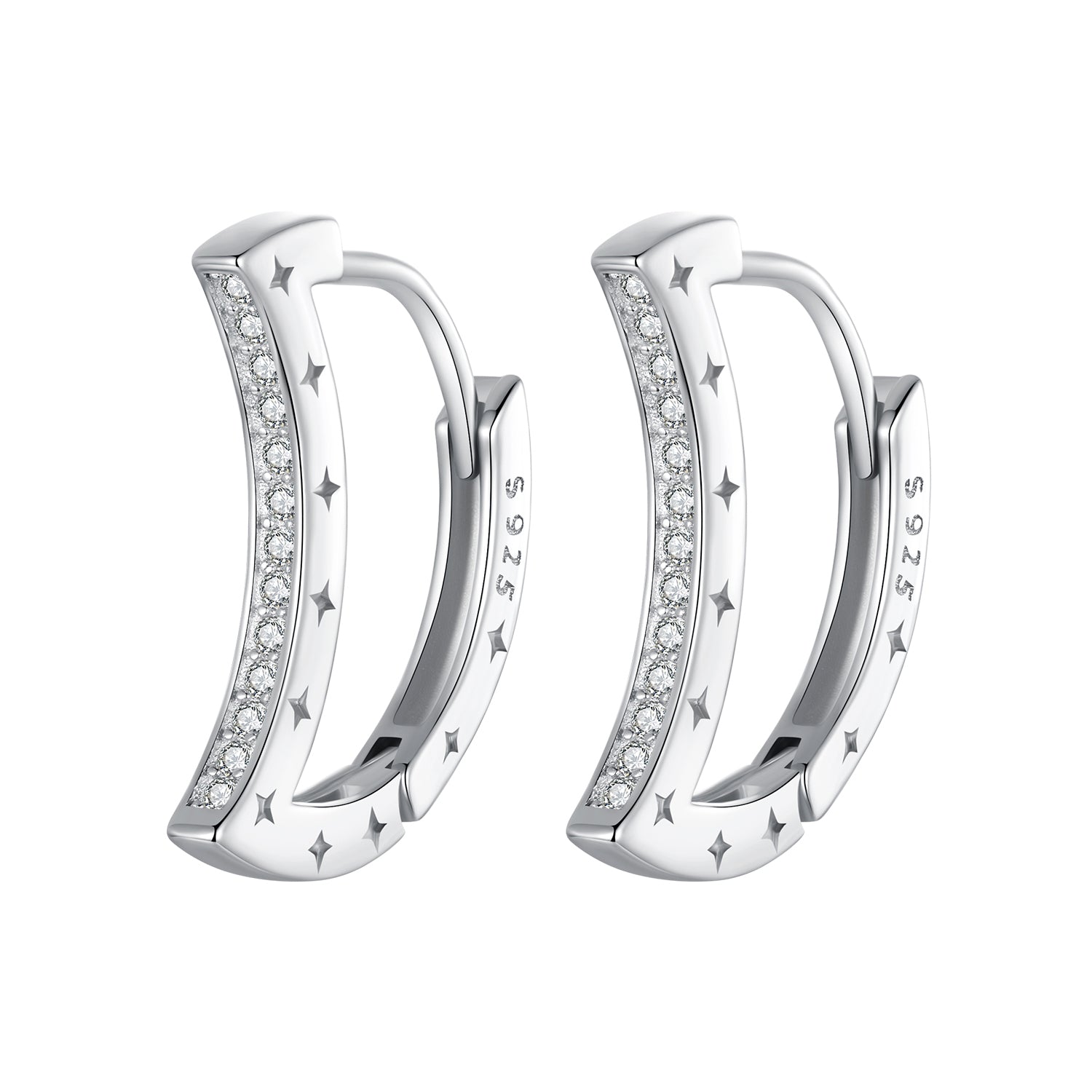 925 Sterling Silver Pave Setting CZ White Gold Plated Earrings for Women