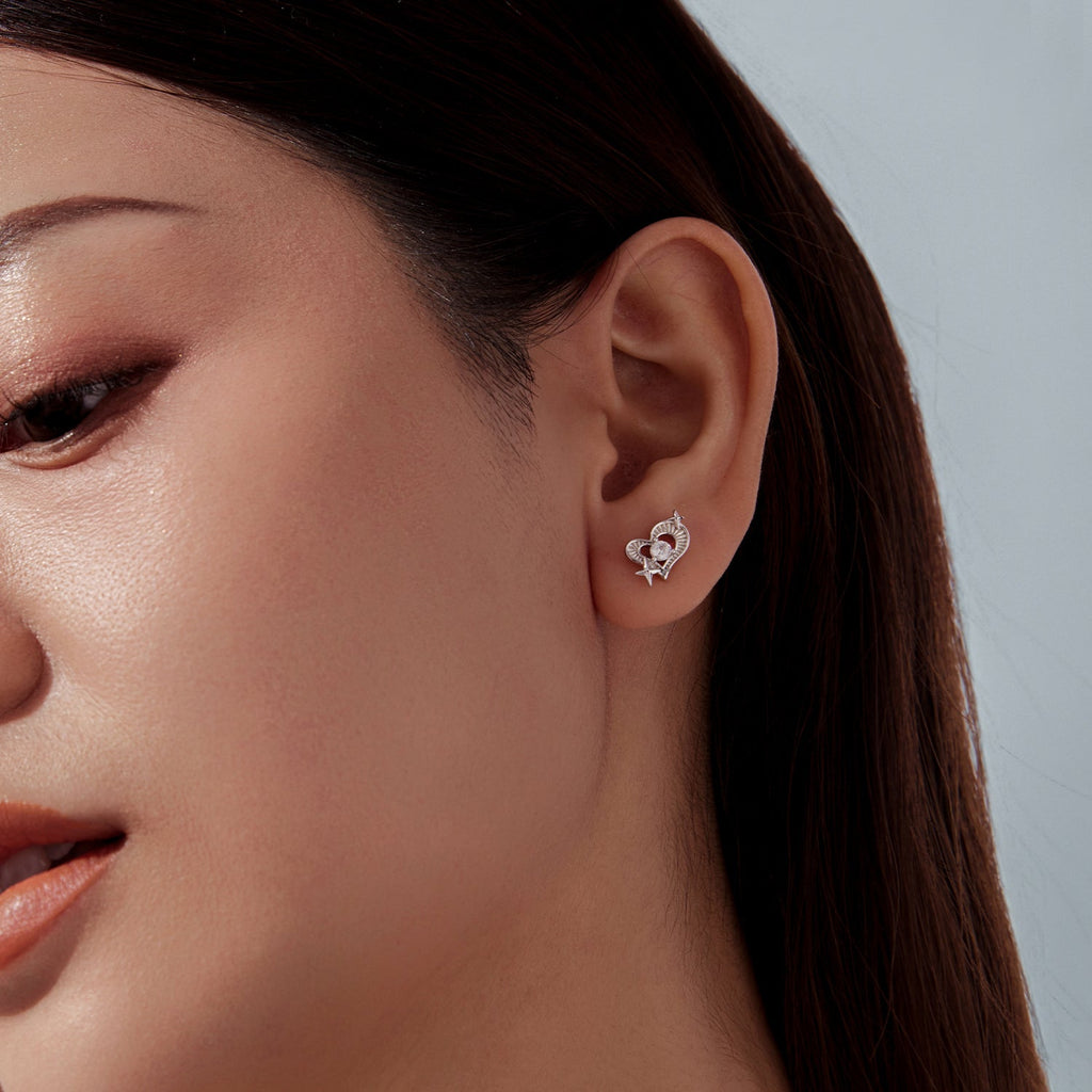 925 Sterling Silver Earrings with Pavé Setting CZ in White Gold