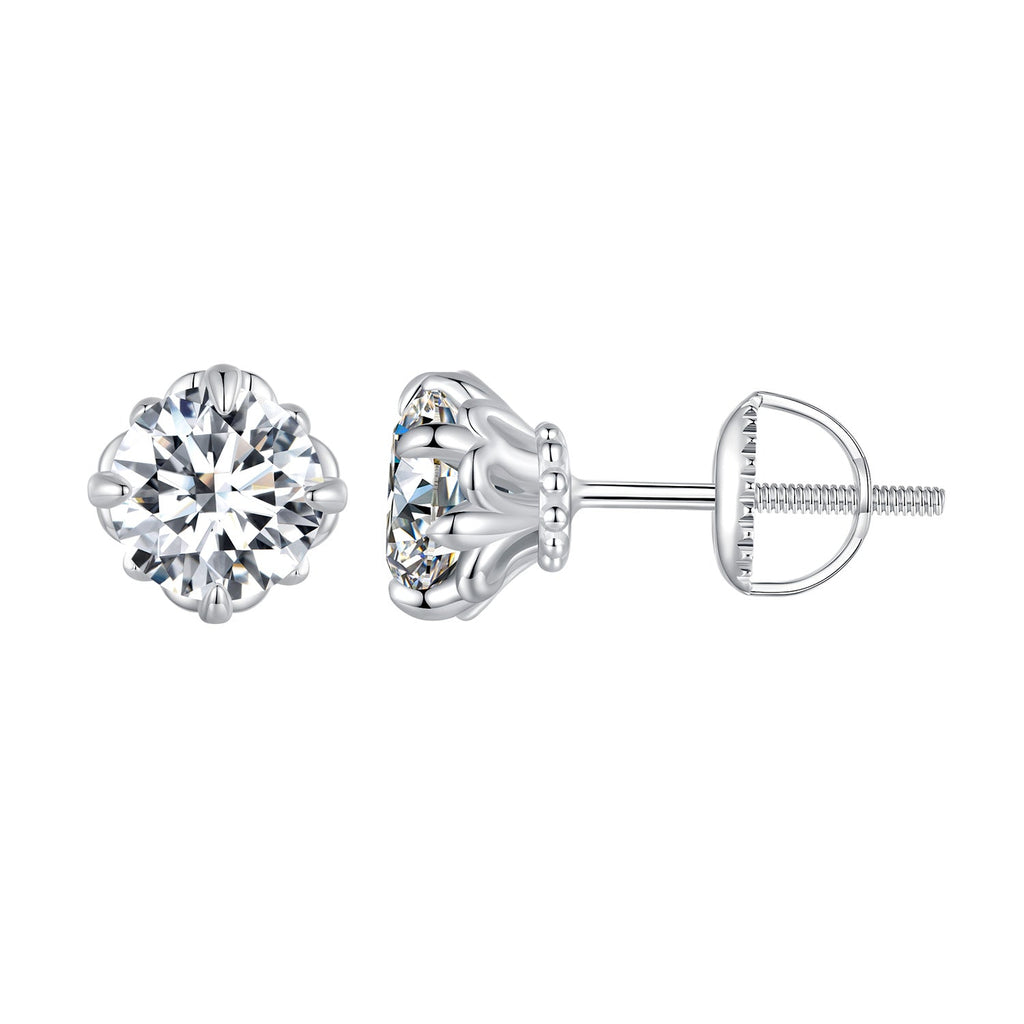 925 Sterling Silver & Moissanite 0.7cm Earrings Style L for Women