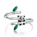 925 Sterling Silver Enamel White Gold Pave Set CZ Ring