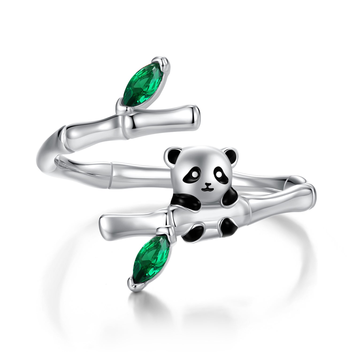 925 Sterling Silver Enamel White Gold Pave Set CZ Ring