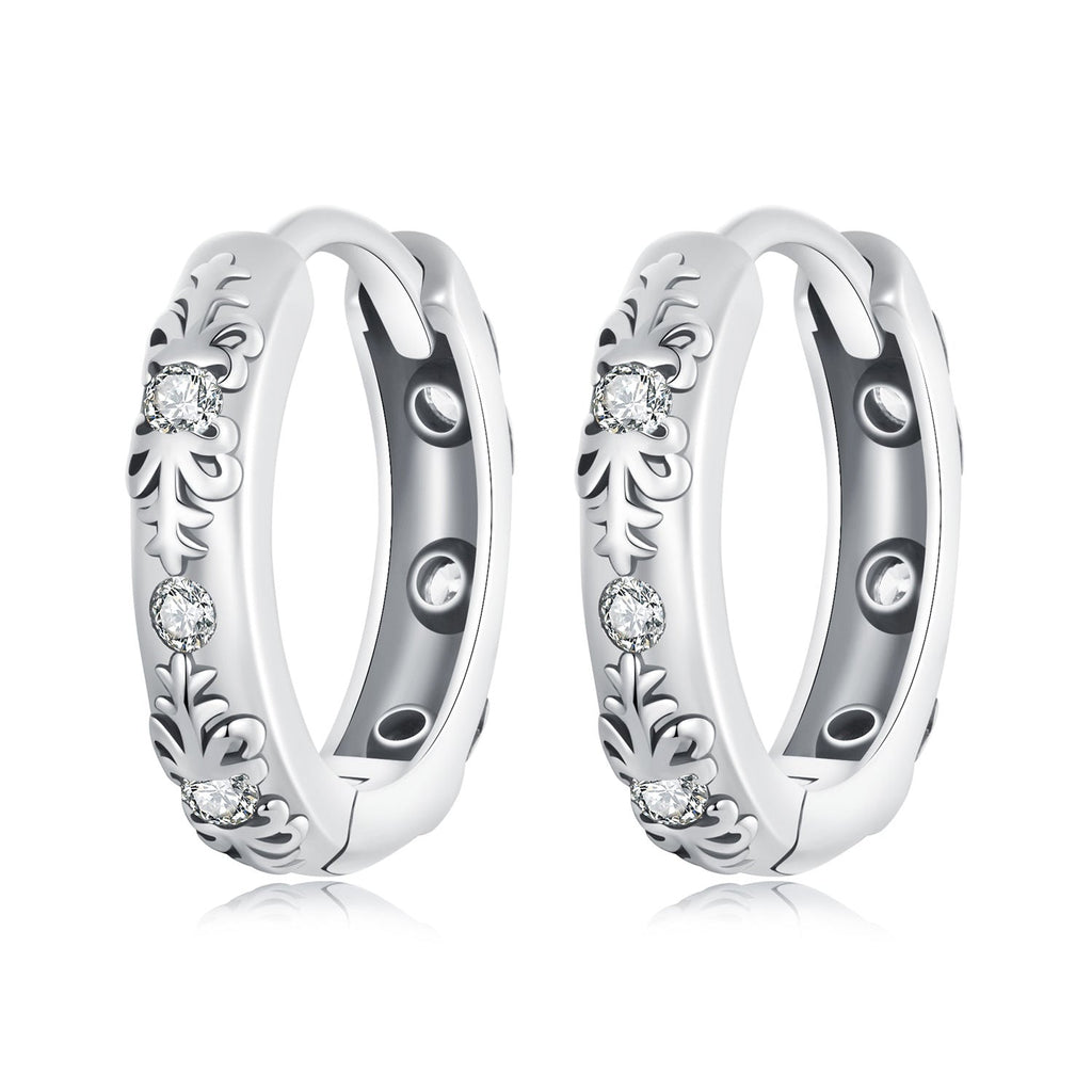 925 Sterling Silver Earrings with Oxidized Finish and Pavé Setting CZ for Women
