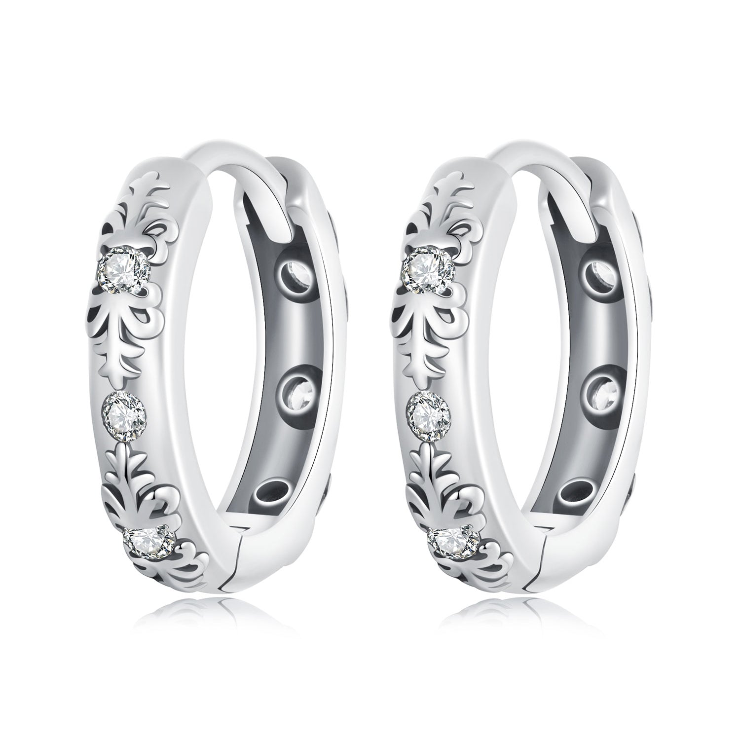 925 Sterling Silver Earrings with Oxidized Finish and Pavé Setting CZ for Women