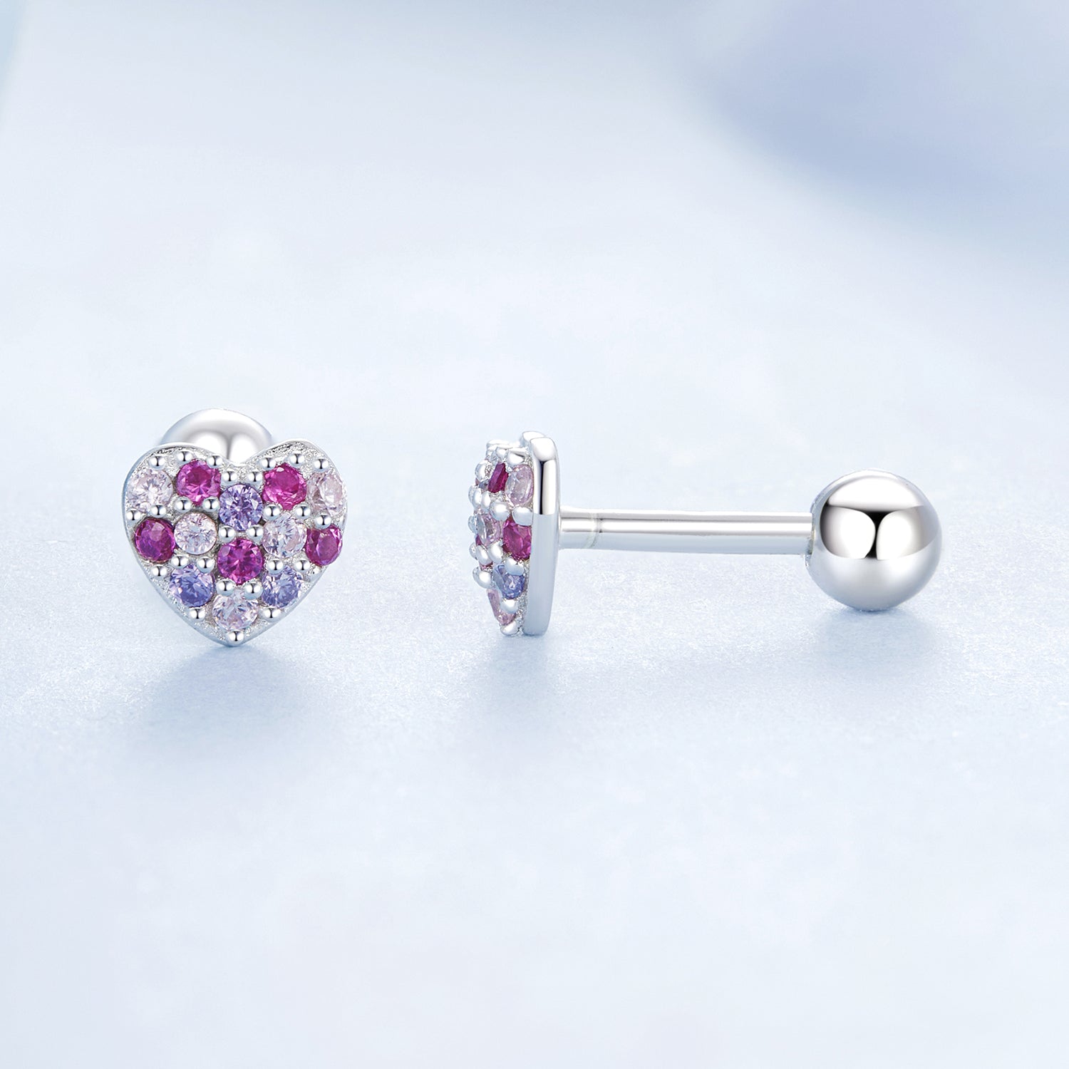 925 Sterling Silver Earrings with Pavé Setting CZ in White Gold for Women