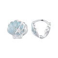 925 Sterling Silver White Gold Plated Enamel Earrings for Women 11x11mm